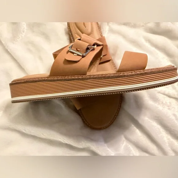 Hushpuppies Tan Slide Sandals with Buckle - Picture 7 of 8
